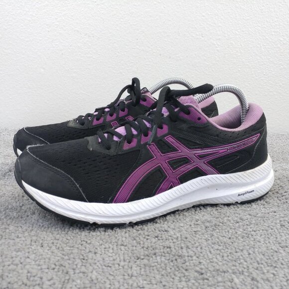 ASICS Gel Contend 8 Womens Size 9.5 Running Shoes Low Top Black Purple 1012B320 - Picture 1 of 10